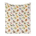 thumbnail image 1 of Cartoon Animal Soft Flannel Fleece Throw Blanket, Australian Childish Fauna Silly Faces Safari Lion Crocodile, Cozy Plush for Indoor and Outdoor Use, 50" x 70", Multicolor, by Ambesonne, 1 of 5