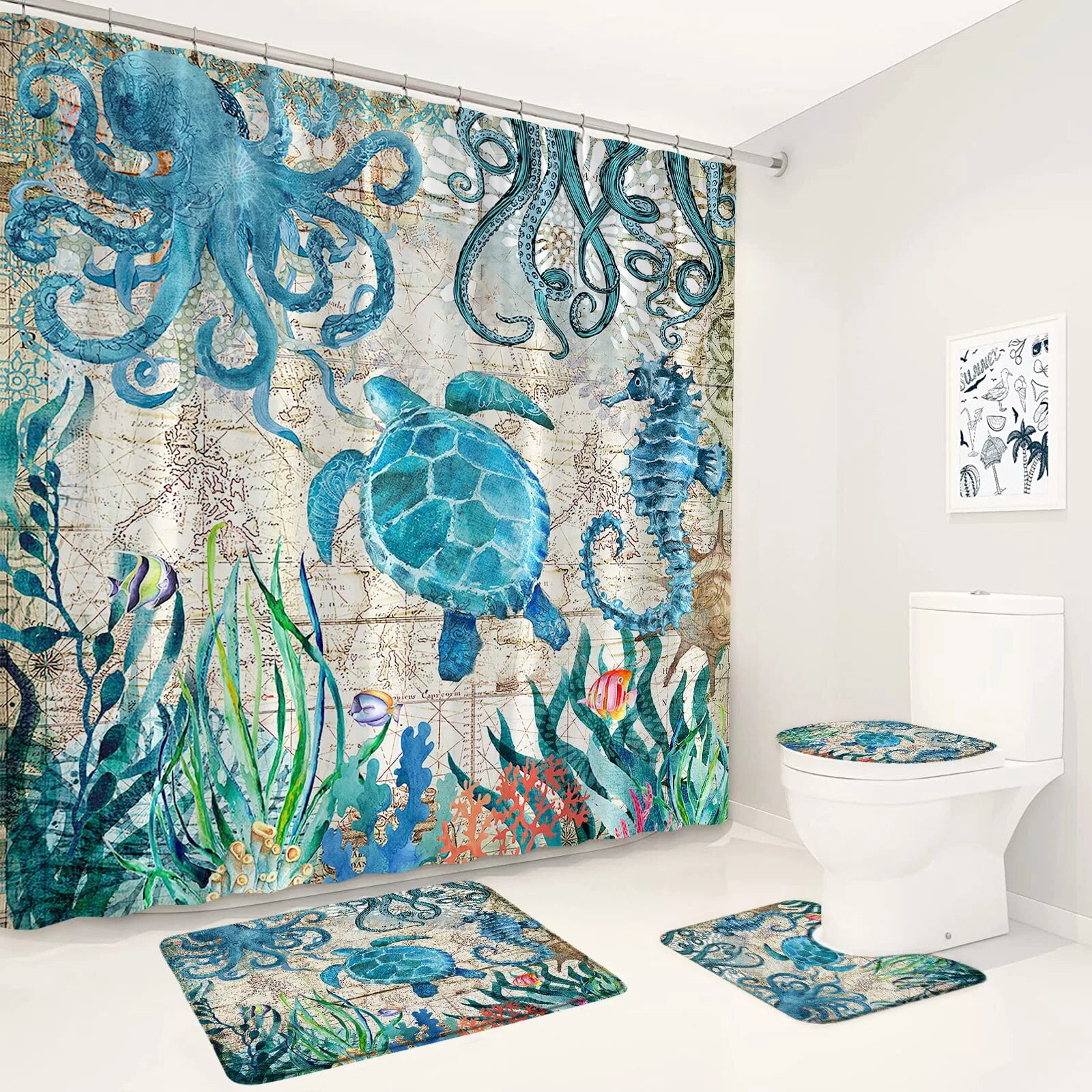 Cartoon Animals Alphabet Kids Shower Curtains Dinosaur Black Cat Baby