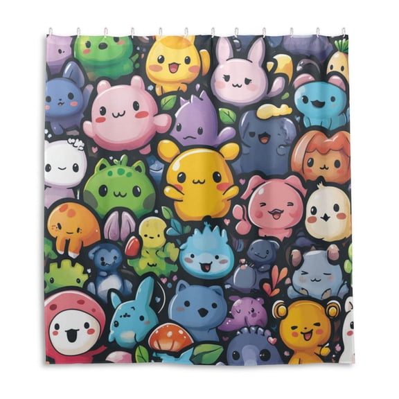 Cartoon Animals Cute Shower Curtain Liner 66x72 Inch Waterproof Shower Curtains Decorative Bathroom with 12 Pack Hooks