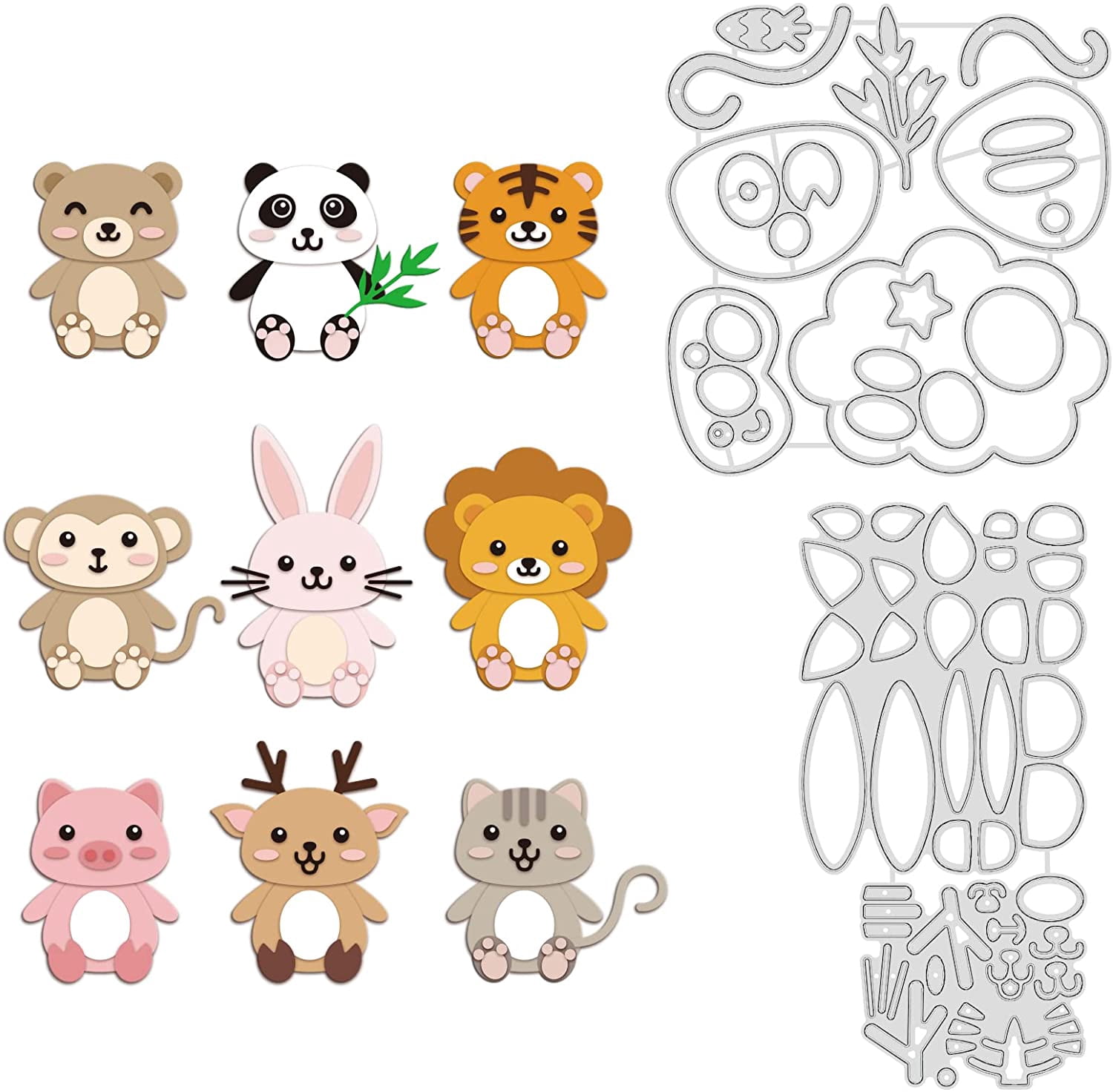 Cartoon Animals Cutting Dies Deer Panda Bear Rabbit Cutting Dies ...