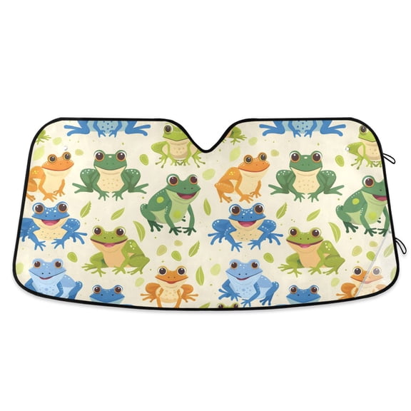Cartoon Animals Frogs Car Windshield Sun Shade Foldable Car Front Window Visor Heat and UV Protection 55x27.6