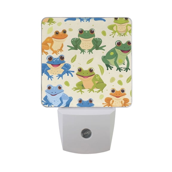 Cartoon Animals Frogs Night Light 2 Pack LED Nightlight Plug into Wall Dusk to Dawn Sensor Soft White