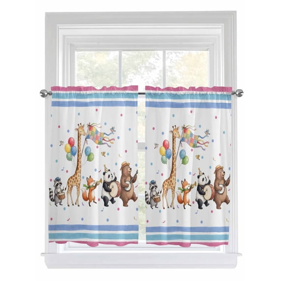 Cartoon Animals Kitchen Curtains 45 Inch Length, Modern Forest ...