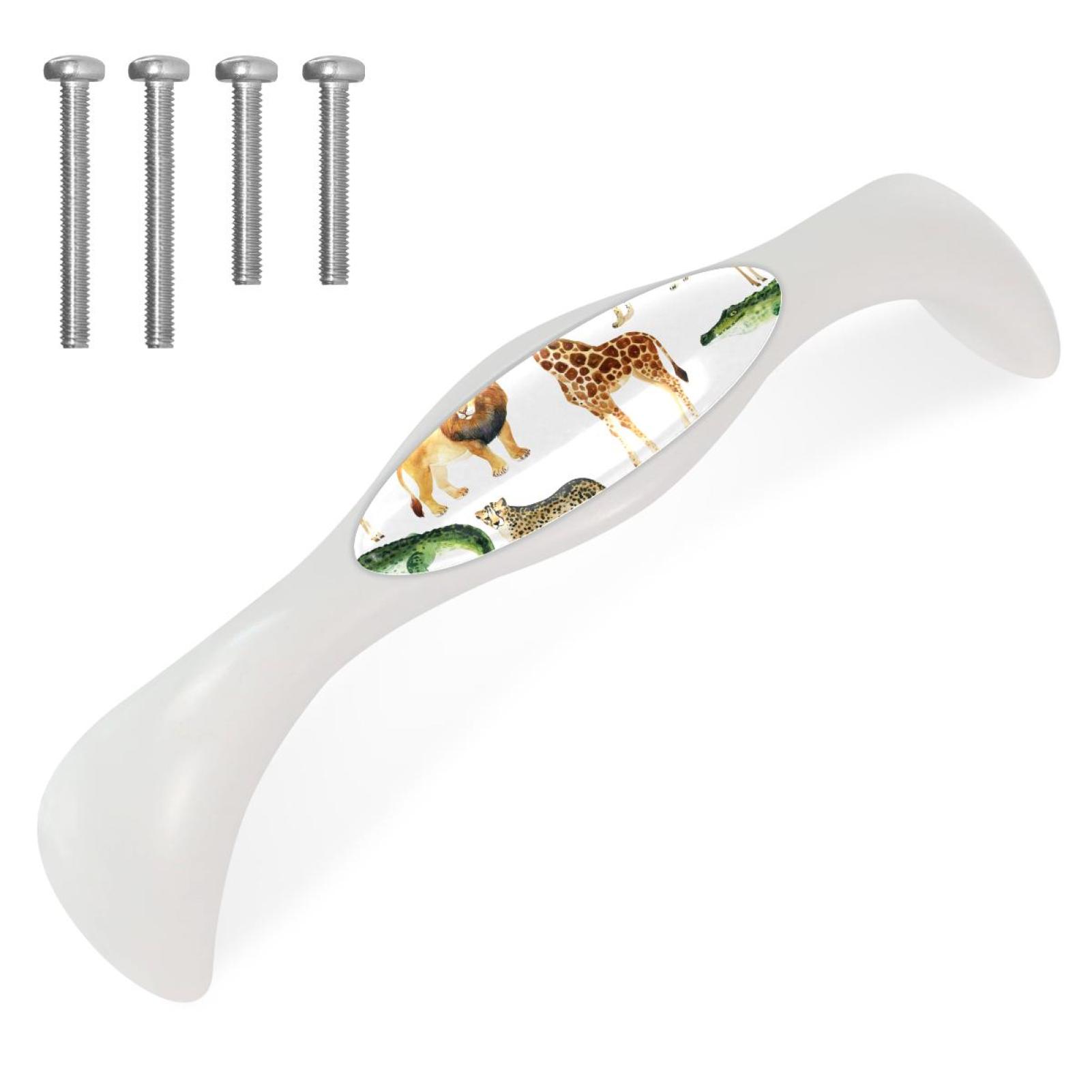 Cartoon Animals Knob 4 Pack Arched Drawer Pulls Crystal Glass White