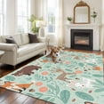 thumbnail image 1 of Cartoon Animals Large Area Rugs 6x9 ft Cute Foxes Rabbits Bears Flower Leaf Washable Rug Non Slip Indoor Carpet Absorbent Floor Mat for Living Room Bedroom Dining Room, 1 of 9