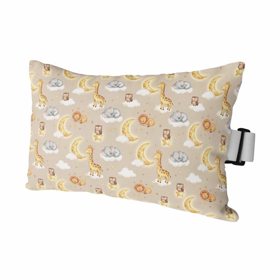 Cartoon Animals Outdoor Pillows for Chaise Lounge Chair Waterproof Lumbar Pillows with Insert&Adjustable Strap Beach Headrest Pillow Cute Giraffe Elephant Lions Owl Yellow Moon Pool Pillow 11"x16"