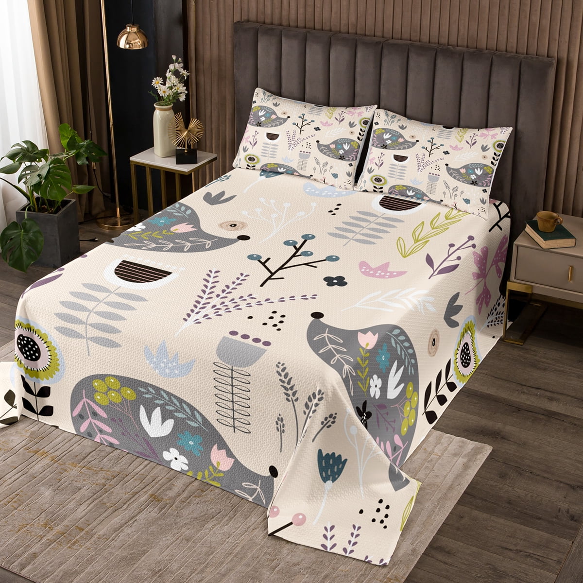 Jejeloiu Tropical Leaves Bed Sheets Set – Botanical Leaf Print For Kids & Teens, Twin Size, 3-Piece Bedding Set With Deep Pocket Fitted Sheet