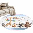 thumbnail image 1 of Cartoon Animals Round Rug 4ft Washable Circle Entryway Rugs Non Slip Modern Forest Celebration Party Area Rug Indoor Floor Carpet for Bedroom Kitchen Living Room Home Office Dining Room Nursery, 1 of 8