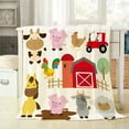 thumbnail image 1 of Cartoon Animals Throw Blanket Cute Farm Animals Pig Cow Horse Sheep Goat Hen Rooster and Barn Decorative Soft Warm Cozy Flannel Plush Throws Blankets for Bedding Sofa Couch 60 X 80 Inch, 1 of 6