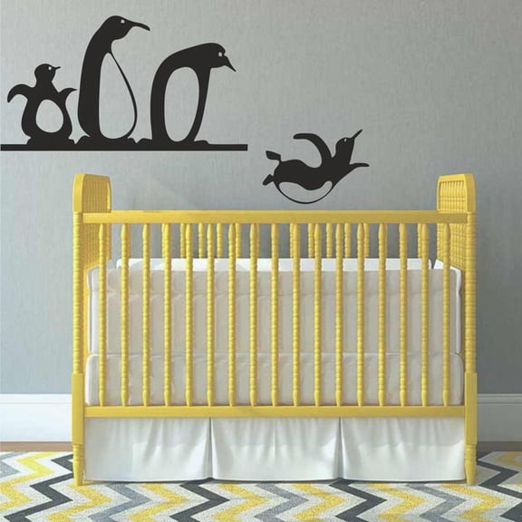 Cartoon Animals Wall Decals Penguins jumping flying funny Vinyl Wall Sticker for Nursery Kids Room Decoration Decal Mural 111x57cm
