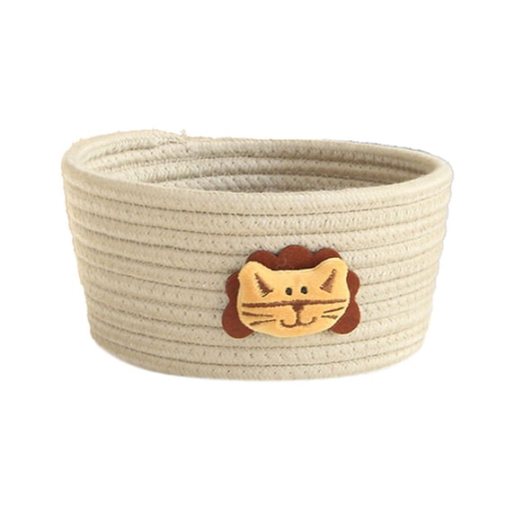 Cartoon Animals Woven Desktop Storage Basket Toys Thing Organizer Stationery Sundries Storage Box Laundry Baskets-B
