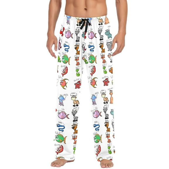 Cartoon Animals joogoo Men's Pajama Pants Cotton Long Sleepwear Lounge Pants M
