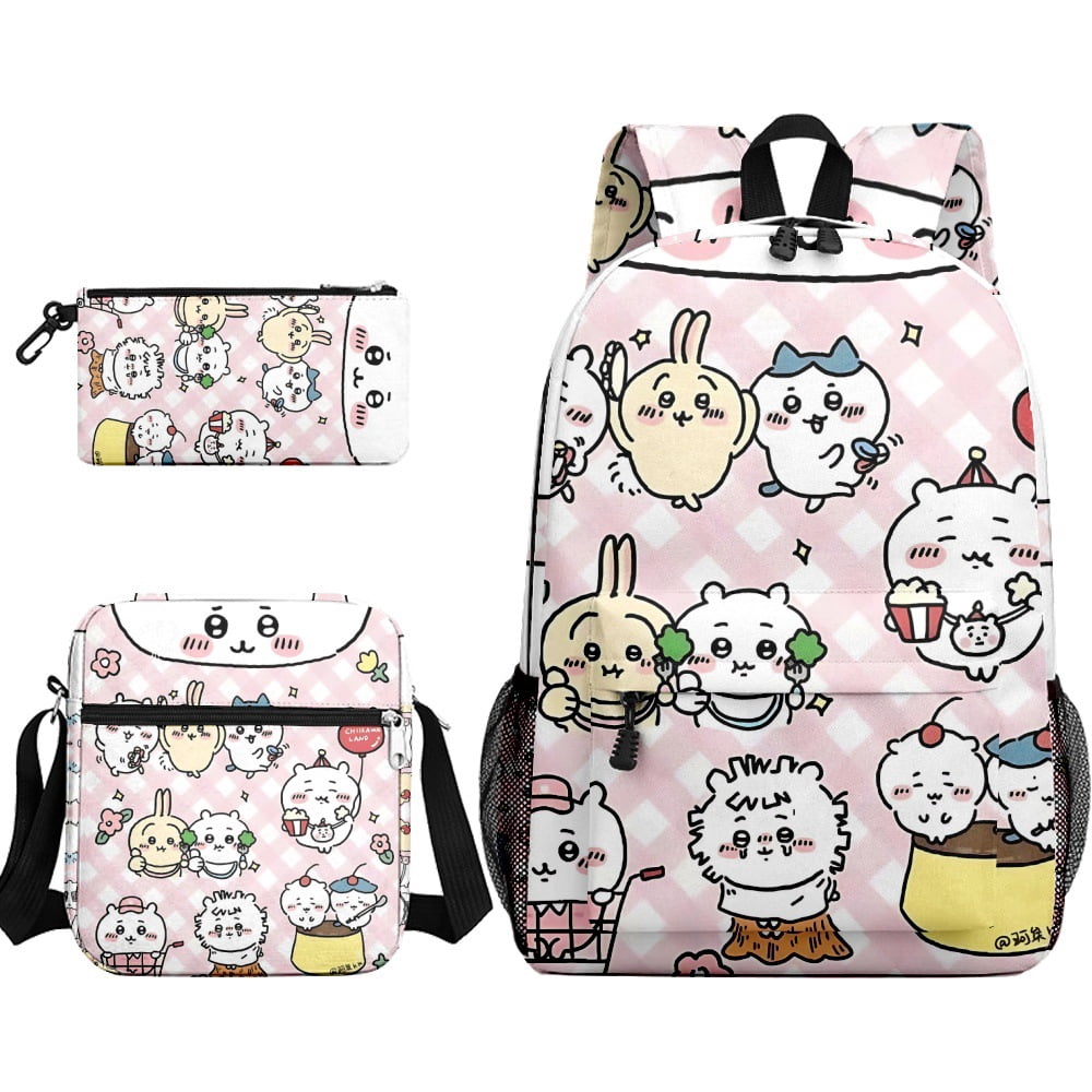 Cartoon Animation chiikawa Backpack Three-piece Set for Teenagers ...
