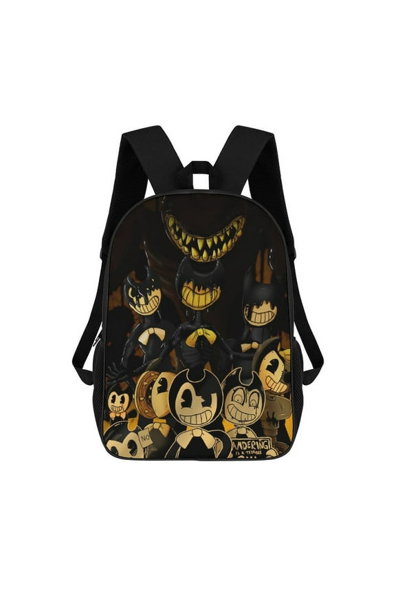 Cartoon Anime Bendy And The Ink MachineBackpack for Women, Men, Unisex 17 Inch Schoolbag Backpack Rucksack Large Capacity Shoulder Bag Travel Bags Students Bookbag