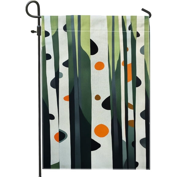 Cartoon Anime Birch Tree Garden Flag 12x18 Inch Double Sided Spring Nature Woodland Burlap Lawn Flag for Outdoor Backyard House Decor
