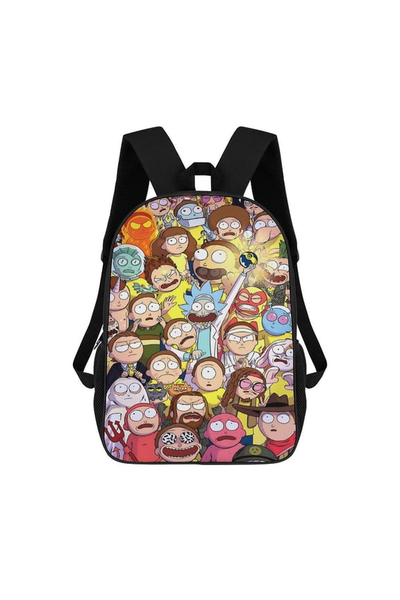 Cartoon Anime Cartoon Rick And MortyBackpack for Women, Men, Unisex 17 Inch Schoolbag Backpack Rucksack Large Capacity Shoulder Bag Travel Bags Students Bookbag