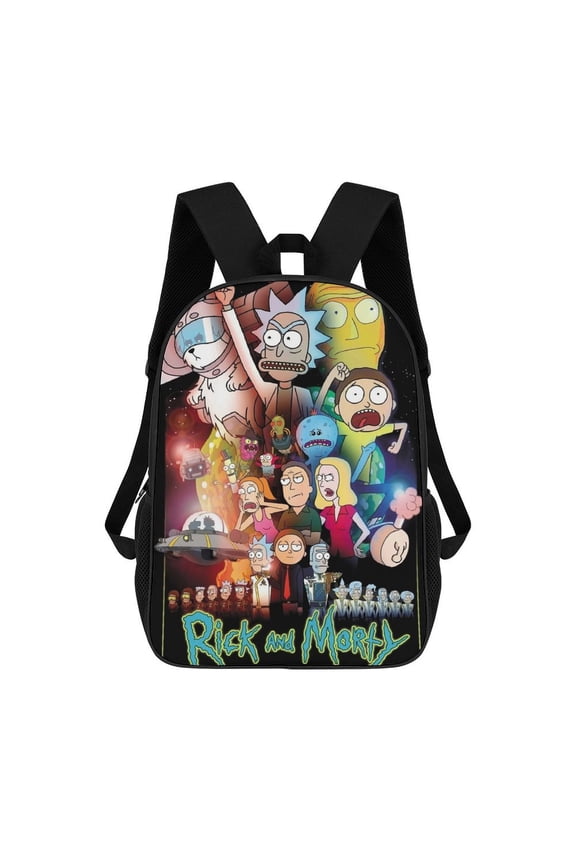 Cartoon Anime Cartoon Rick And MortyBackpack for Women, Men, Unisex 17 Inch Schoolbag Backpack Rucksack Large Capacity Shoulder Bag Travel Bags Students Bookbag