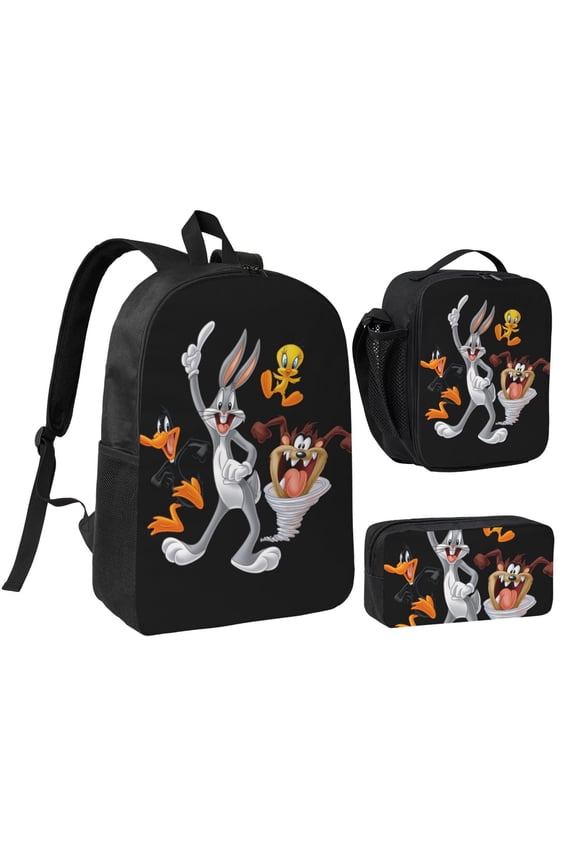 Cartoon Anime Daypack Bugs Bunny & Taz Tweety Daffy Stylish Backpack Travel Hiking Camping Daypack Book Bag Schoolbag Laptop Bags