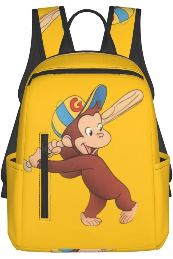 Cartoon Anime Daypack Curious George (2) Popular Backpack Stylish Rucksack Lightweight Large Capacity For Adults and Men Black