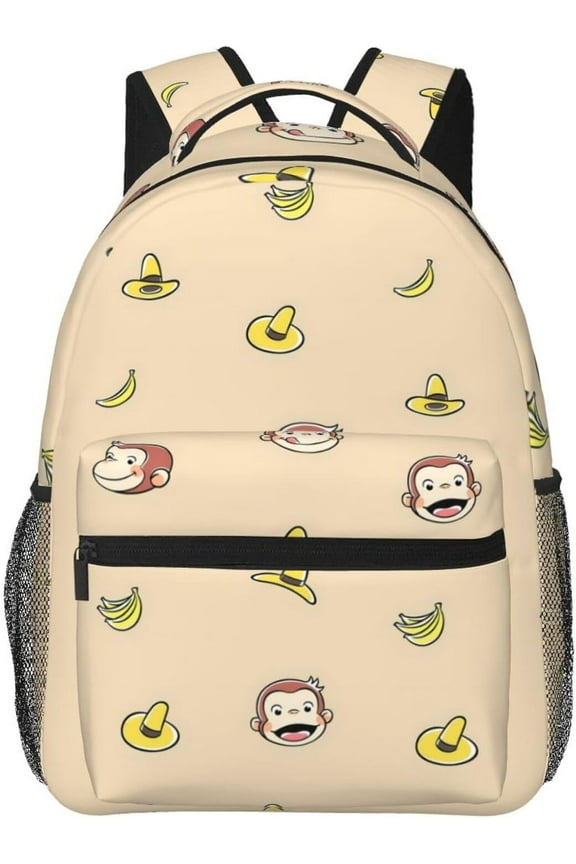 Cartoon Anime Daypack Curious George (8) Popular Backpack Stylish Rucksack Lightweight Large Capacity For Adults and Men Black