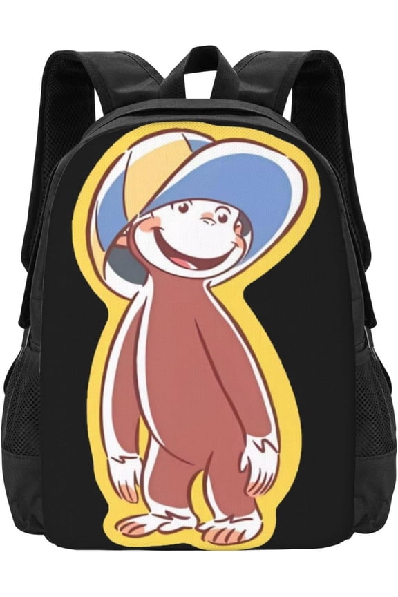 Cartoon Anime Daypack Curious George (9) Popular Backpack Stylish Rucksack Lightweight Large Capacity For Adults and Men Black