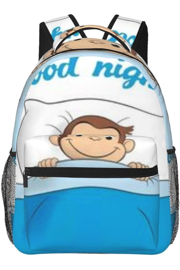 Cartoon Anime Daypack Curious George Popular Backpack Stylish Rucksack Lightweight Large Capacity For Adults and Men Black