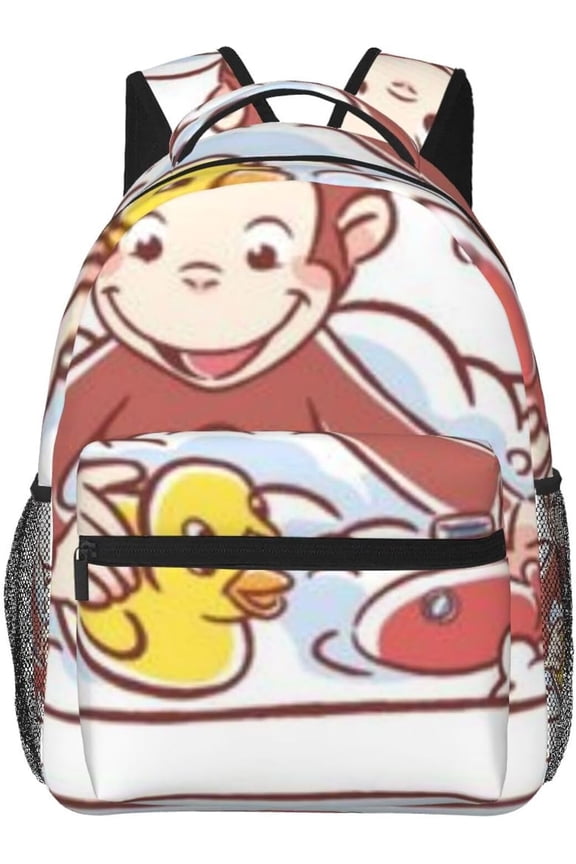 Cartoon Anime Daypack Curious George Popular Backpack Stylish Rucksack Lightweight Large Capacity For Adults and Men Black