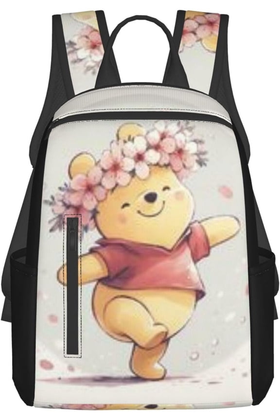 Cartoon Anime Daypack Winnie the Pooh Popular Backpack Stylish Rucksack Lightweight Large Capacity Backpack Adult Unisex Black