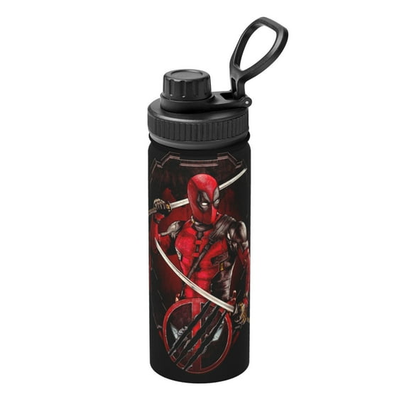 Cartoon Anime Deadpool Sports Insulated Water Bottles Kettle Stainless Steel Portable Cup 18oz For School Travel Gym Running