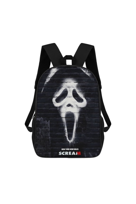 Cartoon Anime Horror Movie Friends Ghost Backpack for Women, Men, Unisex 17 Inch Schoolbag Backpack Rucksack Large Capacity Shoulder Bag Travel Bags Students Bookbag