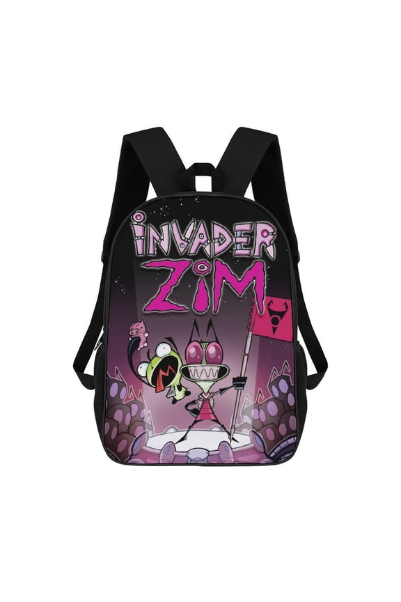 Cartoon Anime Invader Zim Backpack for Women, Men, Unisex 17 Inch Schoolbag Backpack Rucksack Large Capacity Shoulder Bag Travel Bags Students Bookbag