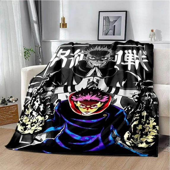 Cartoon Anime Jujutsu Kaisen Throws Blanket Super Soft Featuring Yuji,Megumi,obara and Satoru Gojo Blanket for Travel Beding Bed