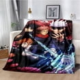 thumbnail image 1 of Cartoon Anime Jujutsu Kaisen Throws Blanket Super Soft Featuring Yuji,Megumi,obara and Satoru Gojo Blanket for Travel Beding Bed, 1 of 1