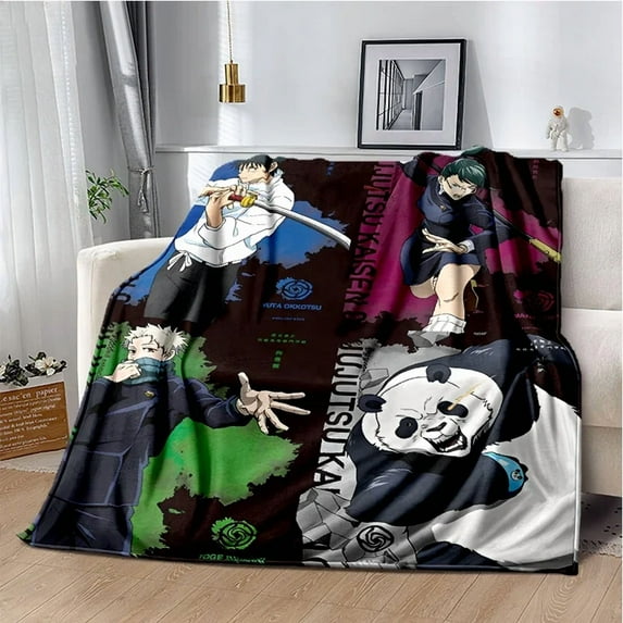 Cartoon Anime Jujutsu Kaisen Throws Blanket Super Soft Featuring Yuji,Megumi,obara and Satoru Gojo Blanket for Travel Beding Bed