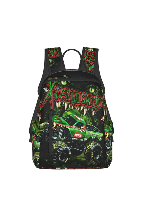 Cartoon Anime Monster Truck Jam Backpack - Travel School Daypack Laptop Pocket Lightweight Durable Bookbag