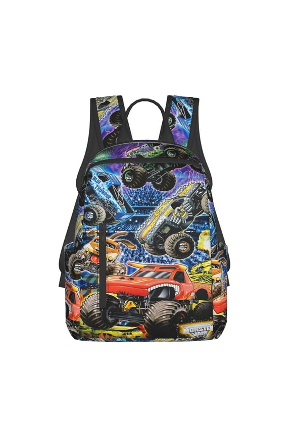 Cartoon Anime Monster Truck Jam Backpack - Travel School Daypack Laptop Pocket Lightweight Durable Bookbag