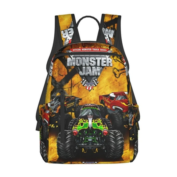 Cartoon Anime Monster Truck Jam Backpack - Travel School Daypack Laptop Pocket Lightweight Durable Bookbag