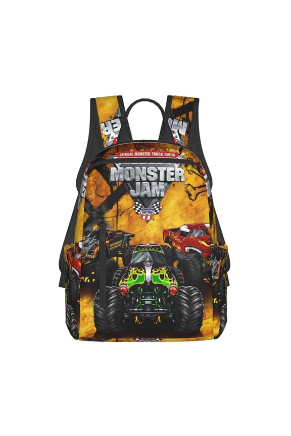 Cartoon Anime Monster Truck Jam Backpack - Travel School Daypack Laptop Pocket Lightweight Durable Bookbag