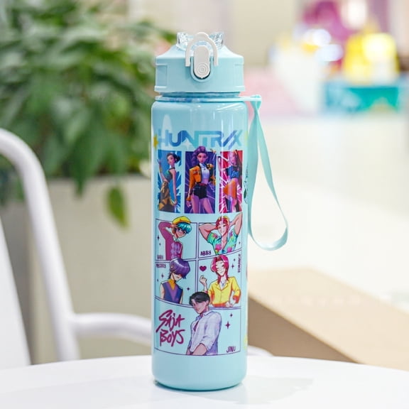 Cartoon Anime Roller - Reusable Hard Plastic Water Bottle with Lid and Straw Eco-Friendly, Beverage, Portable, Cup, Mug, Bottle, 24oz