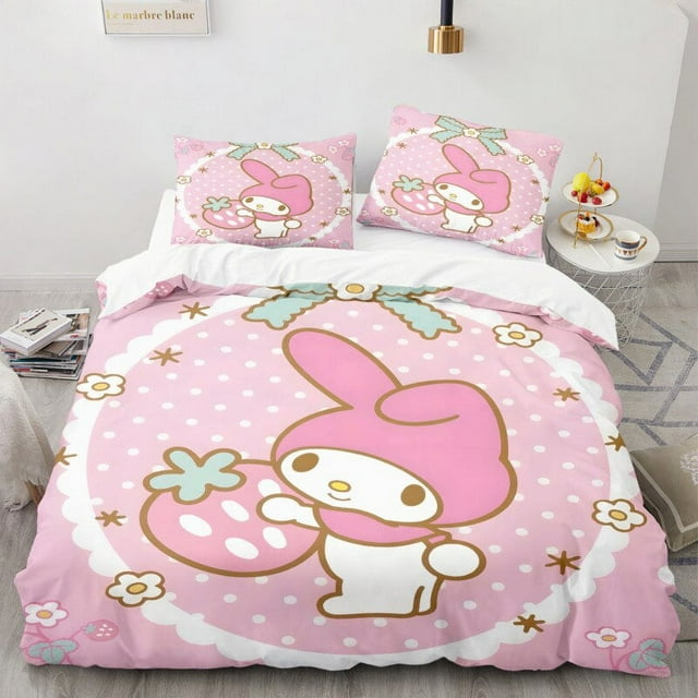 Cartoon Anime Sanrio Bedding Set Hello Kitty Kuromi Melody Quilt Duvet
