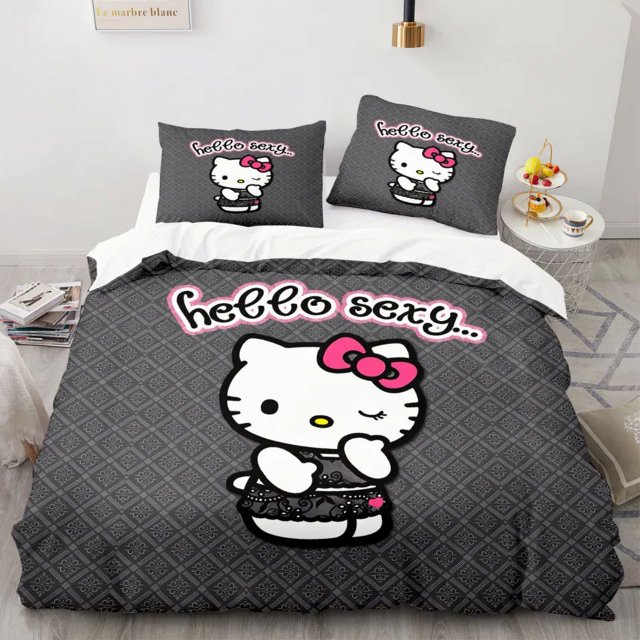Cartoon Anime Sanrio Bedding Set Hello Kitty Kuromi Melody Quilt Duvet