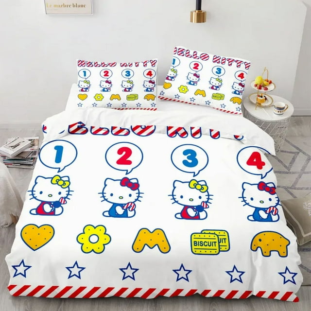 Cartoon Anime Sanrio Bedding Set Hello Kitty Kuromi Melody Quilt Duvet