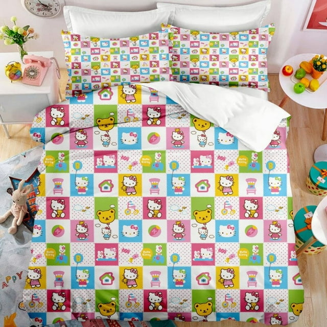 Cartoon Anime Sanrio Bedding Set Hello Kitty Kuromi Melody Quilt Duvet