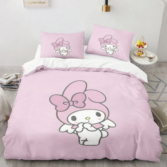 Cartoon Anime Sanrio Bedding Set Hello Kitty Kuromi Melody Quilt Duvet