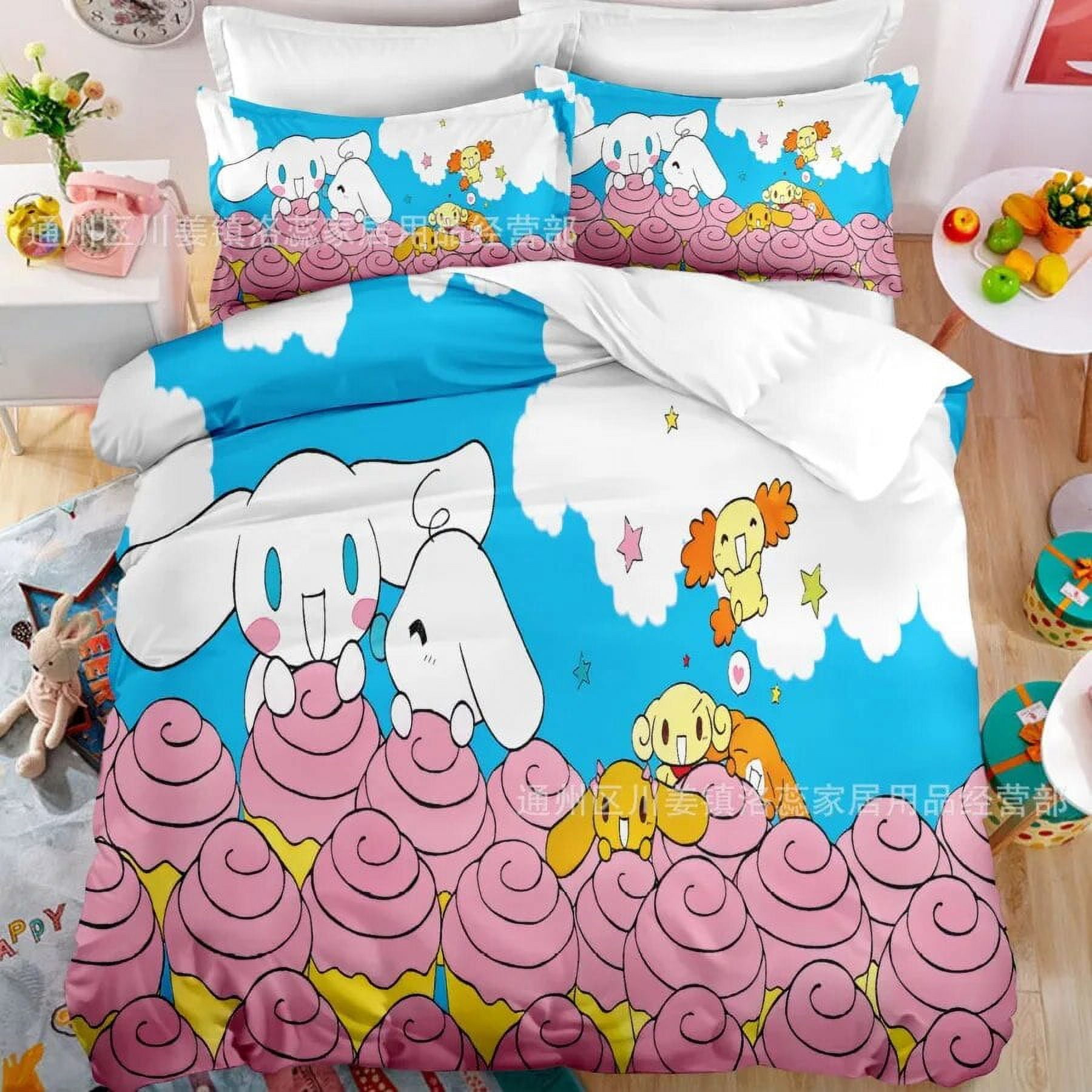 Cartoon Anime Sanrio Bedding Set Kawaii Cinnamoroll Quilt Cover Duvet