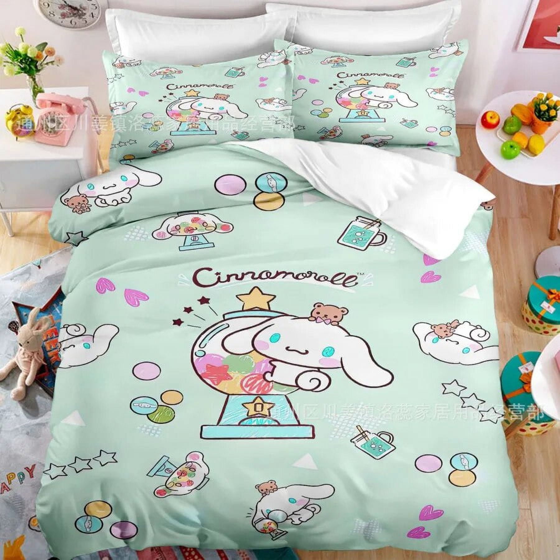 Cartoon Anime Sanrio Bedding Set Kawaii Cinnamoroll Quilt Cover Duvet