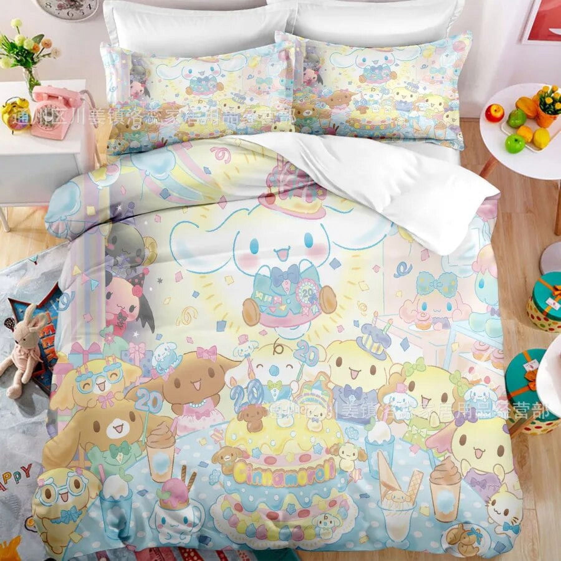 Cartoon Anime Sanrio Bedding Set Kawaii Cinnamoroll Quilt Cover Duvet 