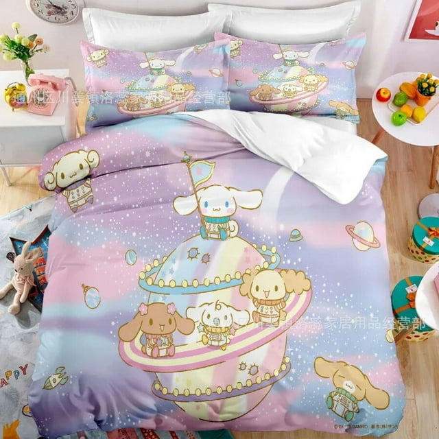 Cartoon Anime Sanrio Bedding Set Kawaii Cinnamoroll Quilt Cover Duvet ...