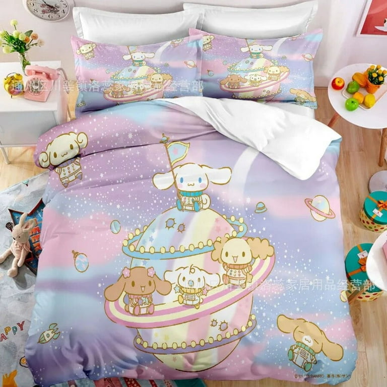 Cartoon Anime Sanrio Bedding Set Kawaii Cinnamoroll Quilt Cover