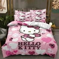 Cartoon Anime Sanrio Bedding Set Kawaii Hello Kitty Quilt Cover Duvet